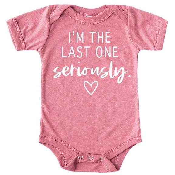 Funny Pregnancy Reveal I'm The Last One Seriously Bodysuits for Baby Girls and Boys Take Home Outfits White on Mauve Bodysuit Newborn