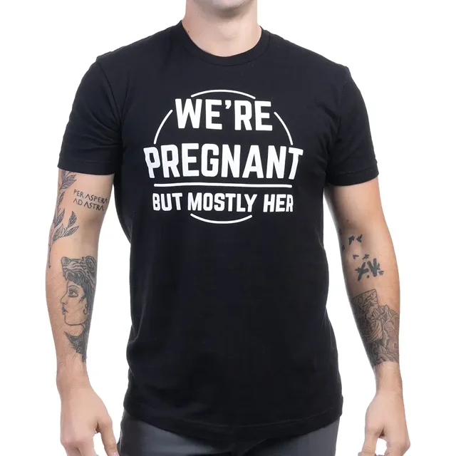 Humurius Funny We're Pregnant But Mostly Her Men's T-Shirt Humorous Pregnancy ...