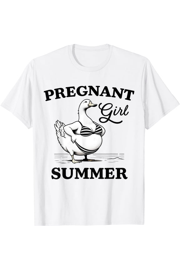 Funny Pregnant Summer Duck Meme Design For Expecting Moms T-Shirt