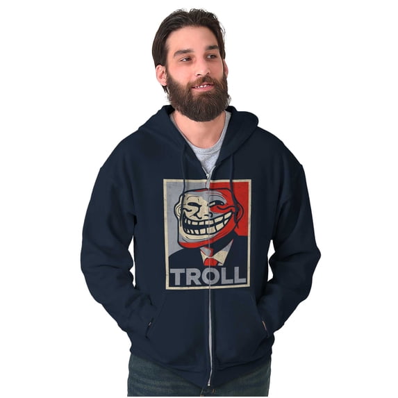 Funny Presidential Troll Face Meme Zip Up Hoodie Men's Women's Brisco Brands S