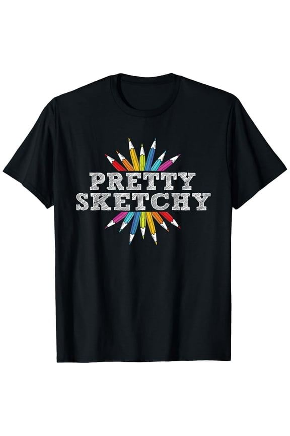 Funny Pretty Sketchy Colored Pencils Art Gift for Artists Unisex Casual Graphic T-Shirt