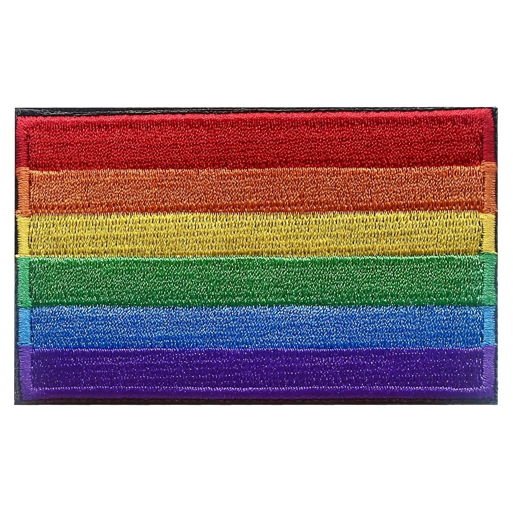 Funny Pride Rainbow Flag Patch - Full Embroidery Hook and Loop Fastener for Clothes, Hats, Backpacks, and Bags