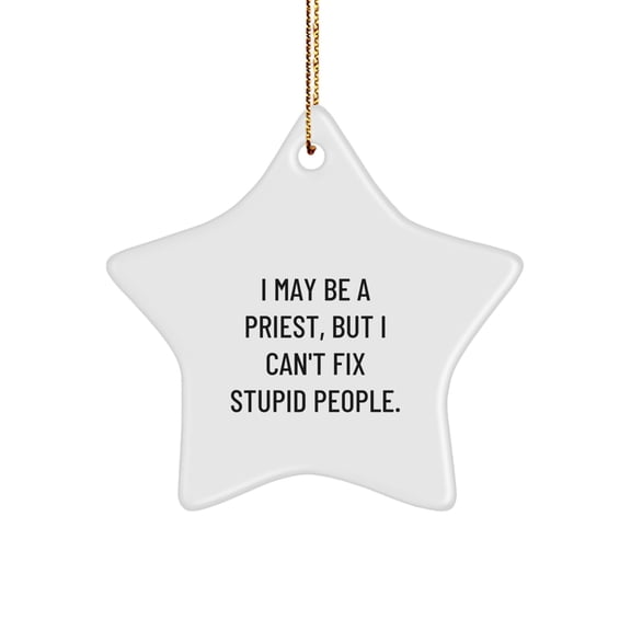 Funny Priest Gifts for Men, Star Ornament I May Be A Priest But I Can't Fix Stupid People, Gifts from Men for Christmas
