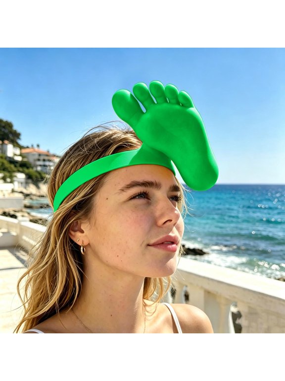 Funny Printed Foot Shaped Sun Visor Hat, Playful Barefoot Headband, Lightweight Summer Sun Hat, Oversized Sun Protection Hat, Adjustable Outdoor Festival Hat, Novelty Party Accessory