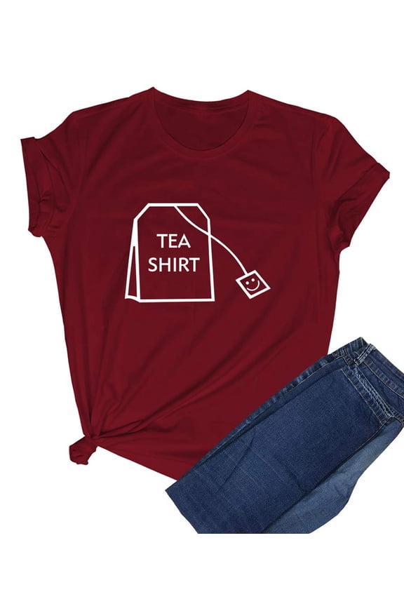 Funny Printed Tea Bag Graphic Women's T-Shirt for Casual Style