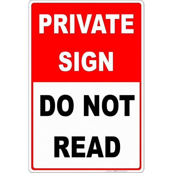 Funny Private Do Not Read Sign - 8"x12" Tin Metal Humorous Decor for Home Bar Man Cave