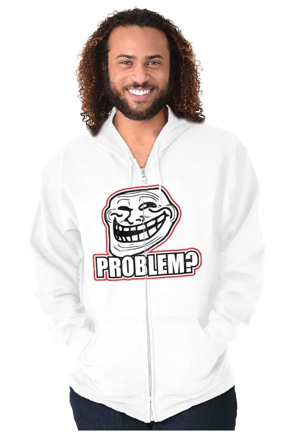 Funny Problem Dank Troll Face Meme Unisex Plus Size Zip Hoodie Brisco Brands 2X
