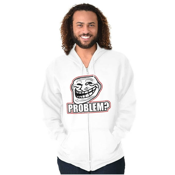 Funny Problem Dank Troll Face Meme Unisex Plus Size Zip Hoodie Brisco Brands 3X