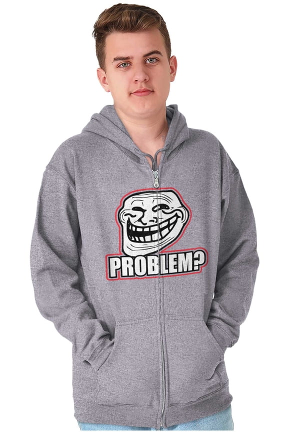 Funny Problem Dank Troll Face Meme Unisex Plus Size Zip Hoodie Brisco Brands 4X
