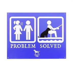Funny Problem Solved Fishing Metal Sign Novelty Wedding Couples Boating Dog Lover Home Wall Decor