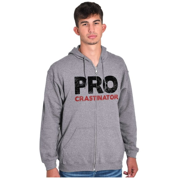 Funny Professional Procrastinator Unisex Fleece Graphic Zip Up Hoodie Brisco Brands 4X