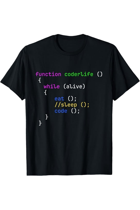 Funny Programmer Coder Life Coding Script Men's Graphic T-Shirt, Software Engineer Developer Geek Nerd Tech Humor Tee, Short Sleeve Cotton Apparel