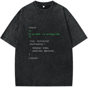 Funny Programmer Coding Graphic Vintage Oversized Washed Short Sleeve Crewneck Cotton Men's Women's Tee Shirt