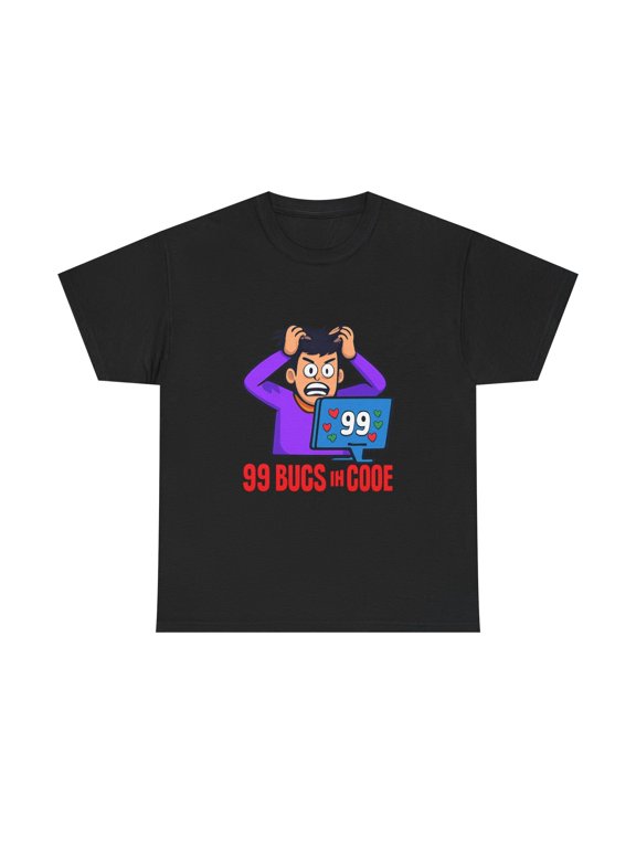 Funny Programmer Shirt 99 Bugs Coding Humor Developer Tee