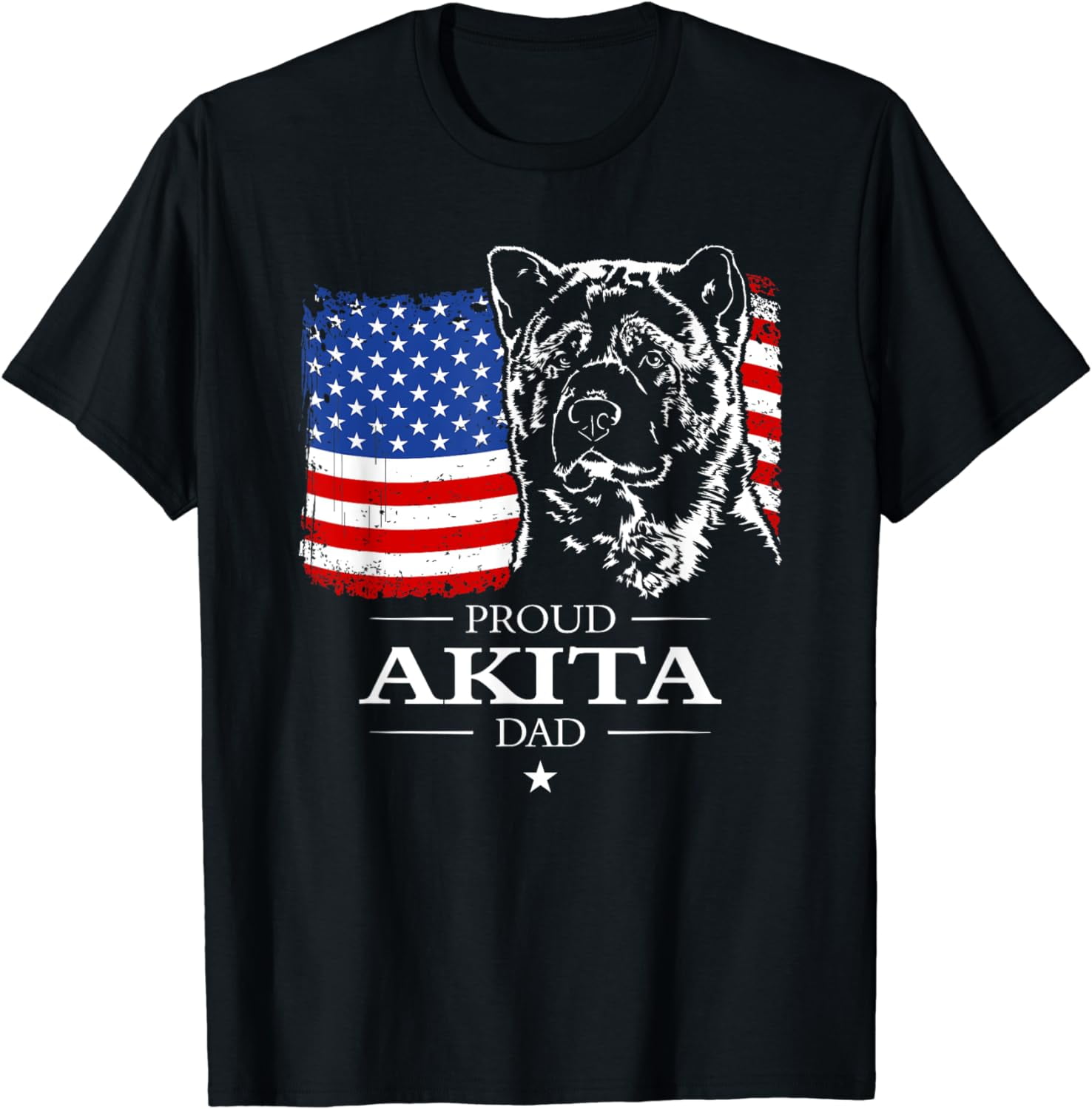 Funny Proud Akita Dad American Flag patriotic dog gift TShirt