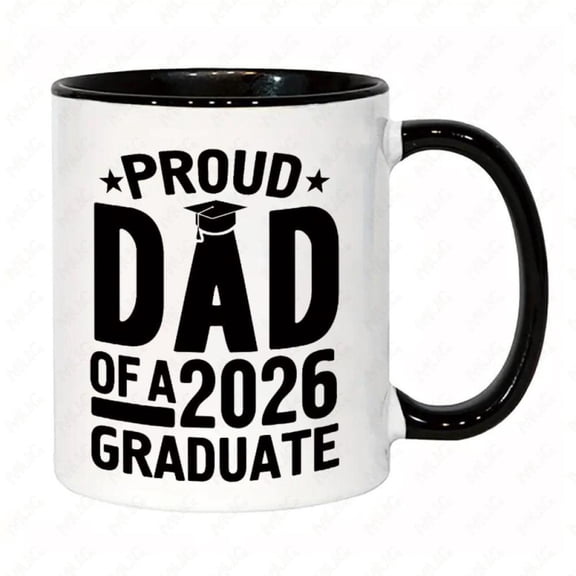 Funny Proud Dad Mug 11oz with Graduation Cap Stars Design Suitable Coffee Tea Hot Drinks Hand Wash Only Graduation Dad Birthday Christmas New Year Valentines Day Reusable Hot Cup Christmas Decor