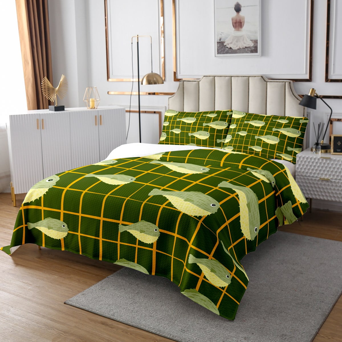 Feelyou Cute Manatee Bedspread King – Ocean Animal Quilt Set For Kids & Teens