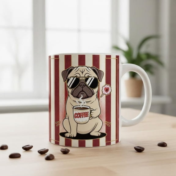 Funny Pug Coffee Mug oz Cute Dog Lover Gift Pernalized Name or Quote on Back Coffee Lover Mug.