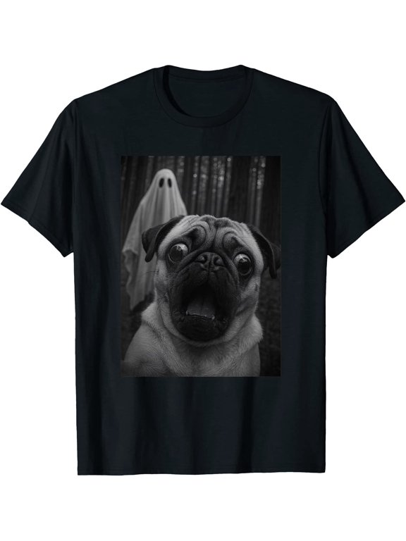 Funny Pug Dog Ghost Selfie Halloween Mom Dad Kids T-Shirt