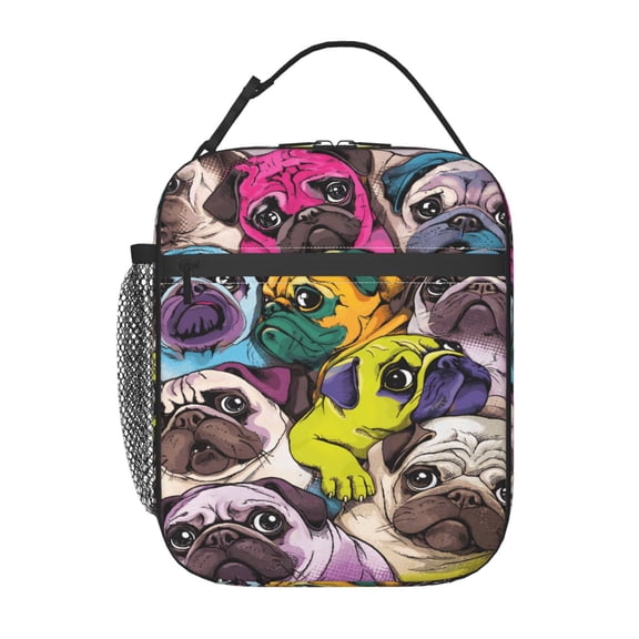 Funny Pug Dog Lunch Bag Portable Thermal Lunch Box for Men and Women