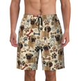 thumbnail image 1 of Funny Pug Dog Pattern Men'S Beach Pants Quick Dry Short Swim Trunks With With Pockets And Mesh Lining Swimwear Beach Bathing Shorts Large, 1 of 1