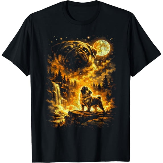 Funny Pug Howling At The Moon Shirts at Moon T-Shirt