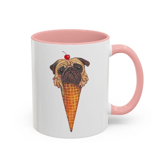 Funny Pug Ice Cream Cone Mug, Cute Dog Lover Coffee Cup, Pug in Waffle Cone Art, Quirky Dessert Puppy Gift for Paren F11RIENDS Everywhere