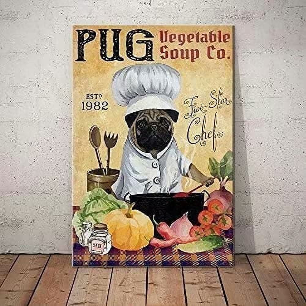 Funny Pug Vegetable Soup Co for Cat Lovers Gifts Vintage Wall Decor Black  Cat Metal Tin Sign Cat Wall Decor Posters Art for Home Office Classroom  Coffee Bar Wall Decor 12 x
