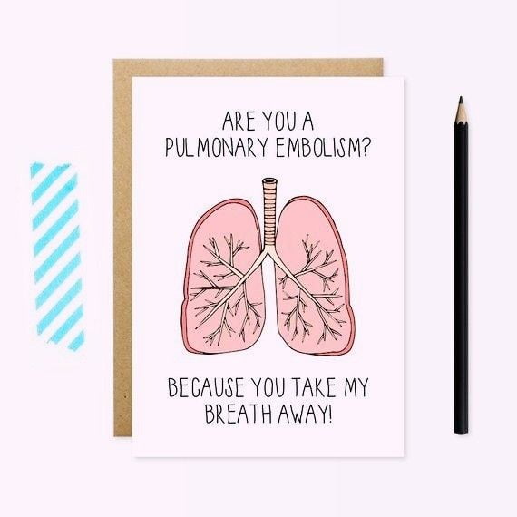Funny Pulmonary Embolism Card – “You Take My Breath Away” – Medical Humor Greeting Card – Blank Inside with Envelope – Perfect for Healthcare Workers or Humor Lovers