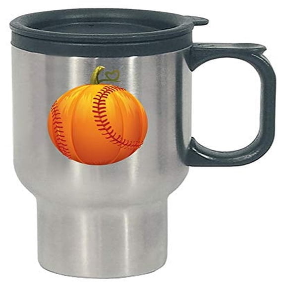Funny Pumpkin - Baseball - Autumn Fall Patch Sports Humor - Stainless Steel Travel Mug