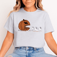 thumbnail image 1 of Funny Pumpkin Ghost Chase Halloween T-Shirt Unisex Casual Spooky Tee - Gift for Halloween, 1 of 2
