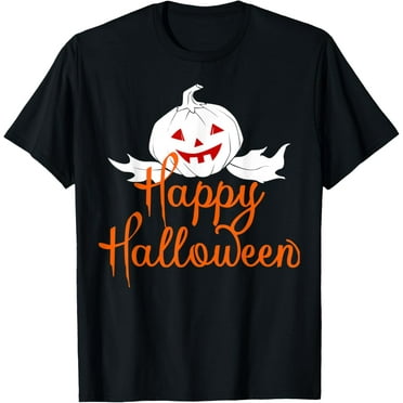 Funny Pumpkin Ghost Happy Halloween Tee for Men, Women, Kids T-Shirt
