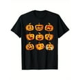 thumbnail image 1 of Funny Pumpkin Graphic Tee Colorful Carved Design Halloween Playful Comfort Cotton T-Shirt Black S-5XL, 1 of 5