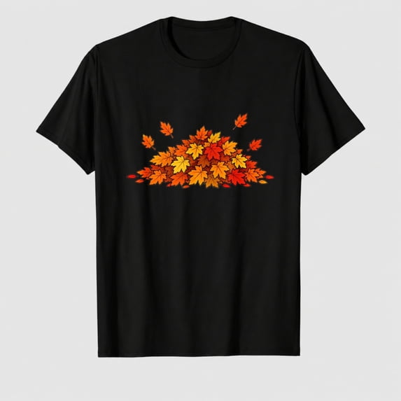 Funny Pumpkin Jumping Into Leaves Cute Fall Autumn Leaves T-Shirt