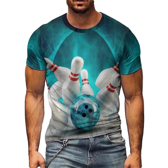 Funny Punk Style Men's Bowling Pattern 3D Print Short Sleeve T-Shirt Gym Workout RunningLightweight Design Cool Hip Hop Rock Loose Plus Size Polyester Breathable Fabric Business Casual