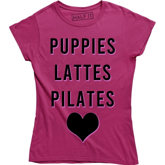 Funny Puppies Lattes Pilates Coffee Dog Sports Animal Lover Women's T-Shirt