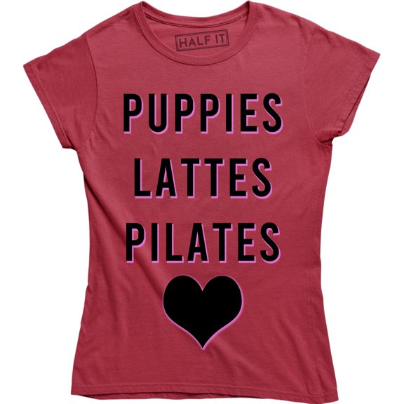 Funny Puppies Lattes Pilates Coffee Dog Sports Animal Lover Women's T-Shirt