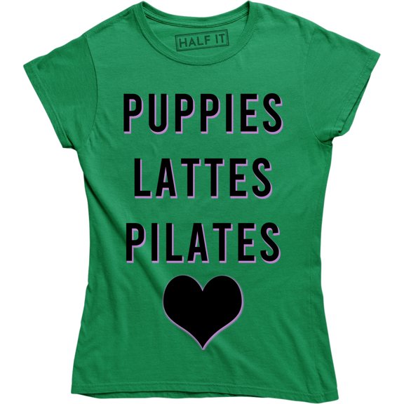 Funny Puppies Lattes Pilates Coffee Dog Sports Animal Lover Women's T-Shirt