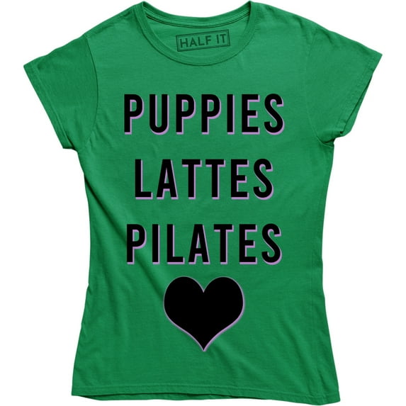 Funny Puppies Lattes Pilates Coffee Dog Sports Animal Lover Women's T-Shirt