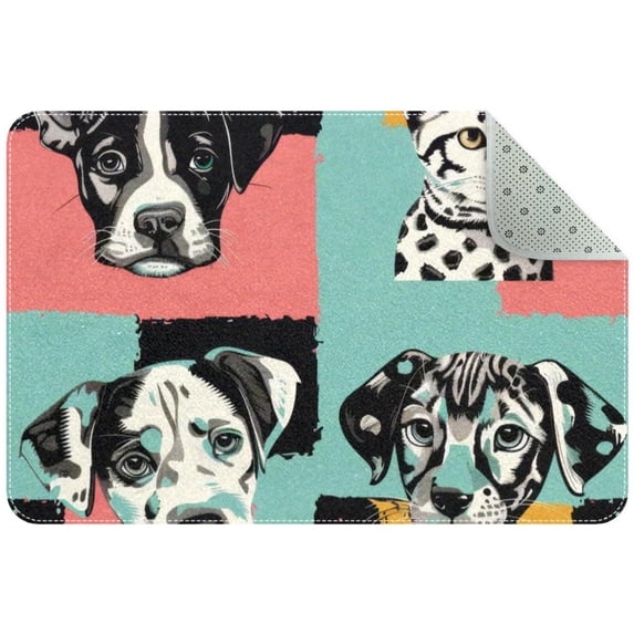 Funny Puppy and Kitten Faces Color Blocks Entryway Rug, 2x3 Area Rug Indoor Door Mat Non-slip Washable Floor Carpet Rug for Bedroom Office Dining Room Bathroom