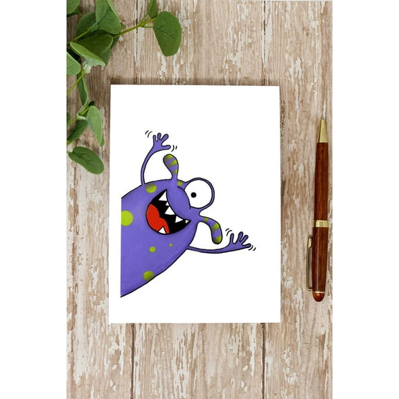 Funny Purple Monster Greeting Card with Blank Inside – Ideal for Kids and Adults – Perfect for Birthdays, Encouragement, and Fun Surprises – Envelope Included