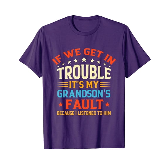 Funny Purple T-Shirt with Colorful Text - Perfect Gift for Grandpas