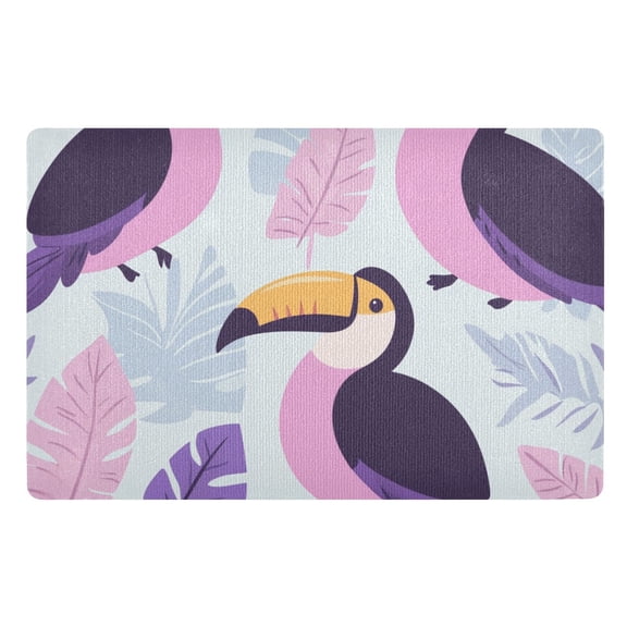 Funny Purple Toucans Floor Door Mat Outdoor Indoor for Home Entrance Welcome Mats 32"x20"