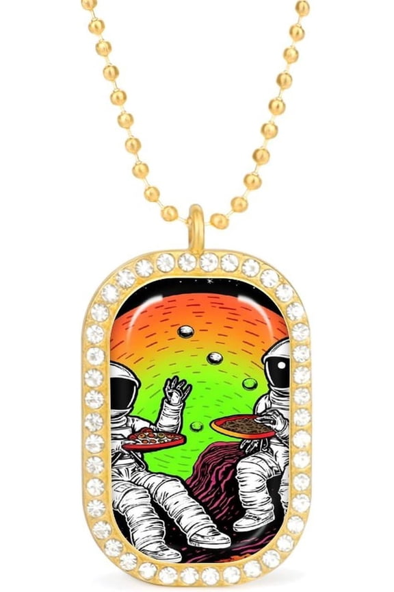 Funny Quality Astronaut Aliens Novelty Pendant Necklaces for Women Funny Fashion Jewelry Diamond Necklaces for Wedding Birthday Gold Silver[e914]