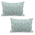 thumbnail image 1 of Funny Quilted Pillowcover Set of 2, Penguins and Snowmans on Ice Floes Antarctica Cartoon Caps Scarfs Funny Pattern, Standard Queen Size Pillow Cover for Bedroom, 30" x 20", Multicolor, by Ambesonne, 1 of 1