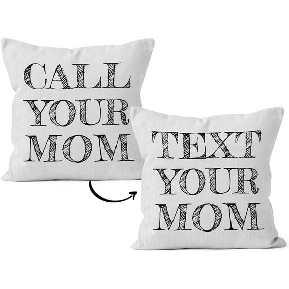 Funny Quote Call Text Your Mom Decorative Pillowcase Throw Pillow Cover, Graduation Gifts for Sofa Bedroom Room Home Children Dorm Decor 18 x 18 Inch Reversible Pillow Case