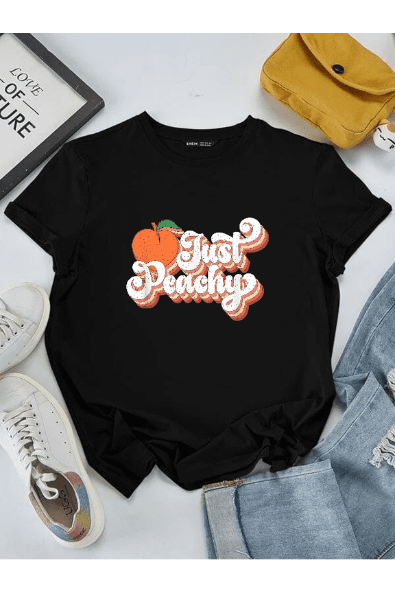 Funny Quote Just Peachy Retro Style Graphic Design Gift Idea Art Unisex T-Shirt V16391 ,up to size 5XL