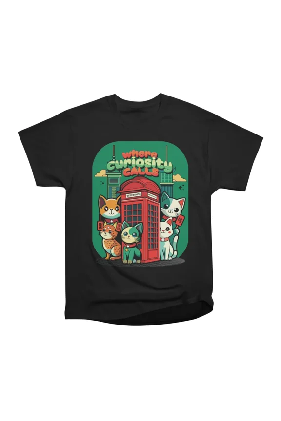 Funny Quote Red Phone Booth Cat T-Shirt Tee Gift For Him Merch For Her Apparel For Friend