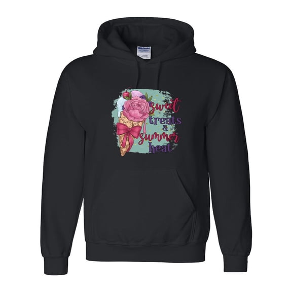 Funny Quote Sweet Treats And Summer Heat Ice Cream Graphic Hoodie, for men & women, up to size 5XL