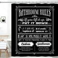 thumbnail image 1 of Funny Quotes Shower Curtains, Cool Bathroom Rules Shower Curtain, Fun 72 x 72 Inch Black and White Fable Motto Waterproof Shower Curtains with Metal Hooks for Bathroom Decor, 1 of 6